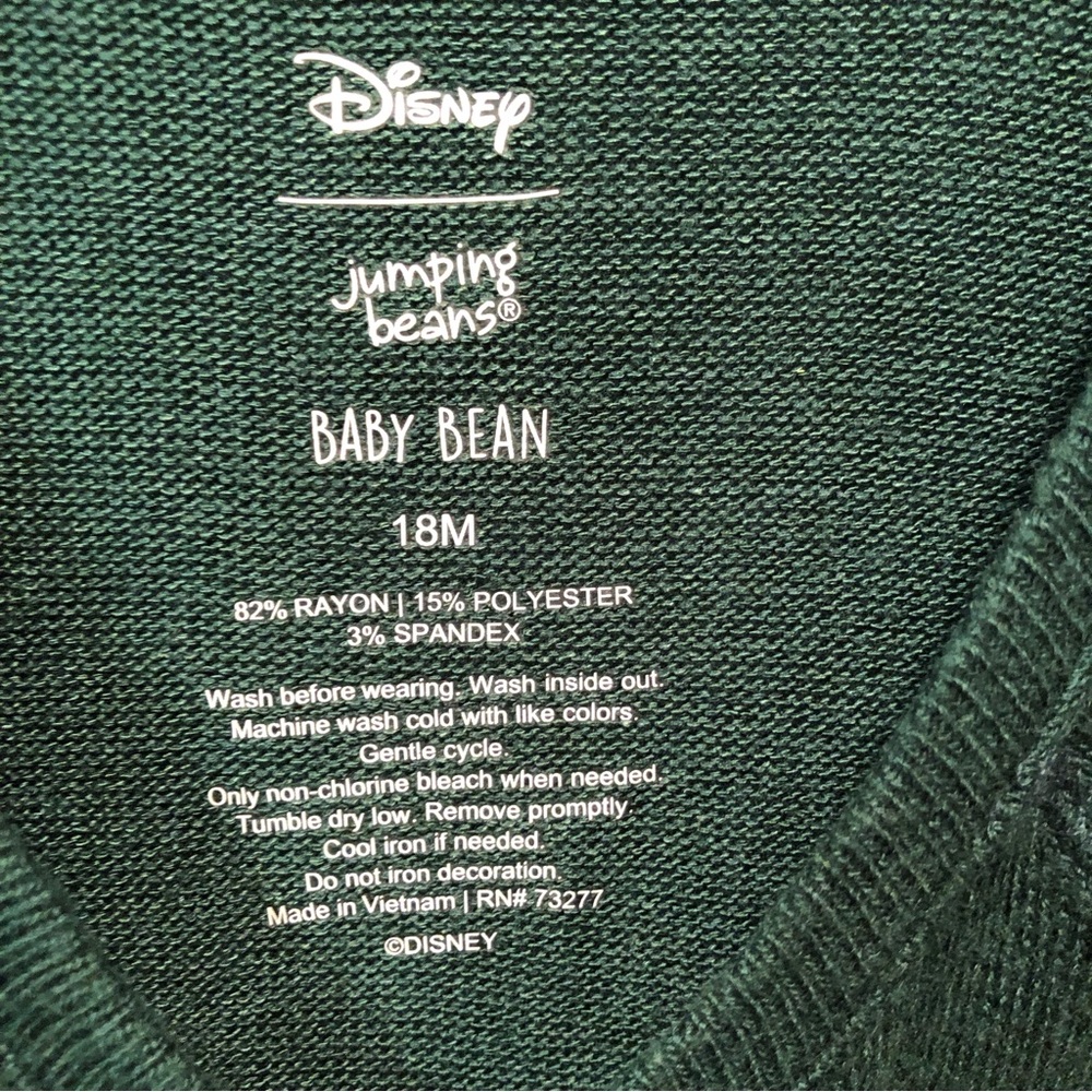 Disney Holiday Mickey Raglan Jumpsuit Baby Beans Kohls Christmas Sleeper 18M New - Picture 4 of 17